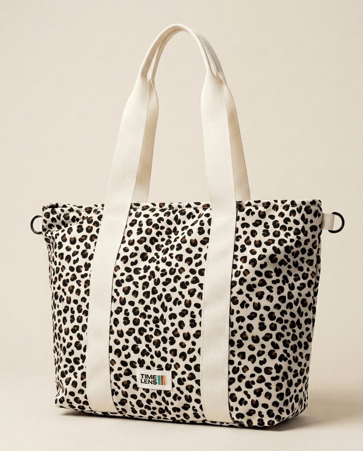 Tote Bag Cream Leopard - TIME LENS - TL-TOTE-CRLEO -